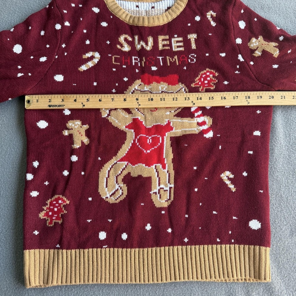 Modeflwr Sweater Womens Medium Red Sweet Christmas Gingerbread Graphic Ugly Knit - Picture 6 of 7